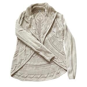 Kismet Cocoon Style Crocheted Cardigan Ecru Women's Sweater